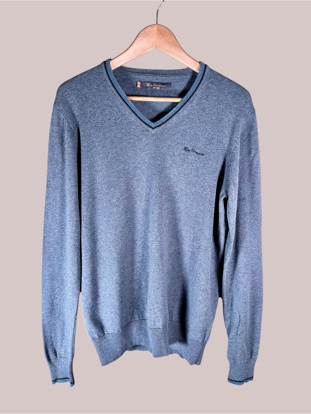 Ben Sherman Men’s Heritage Jumper V-Neck Pullover Sweater 100% Cotton